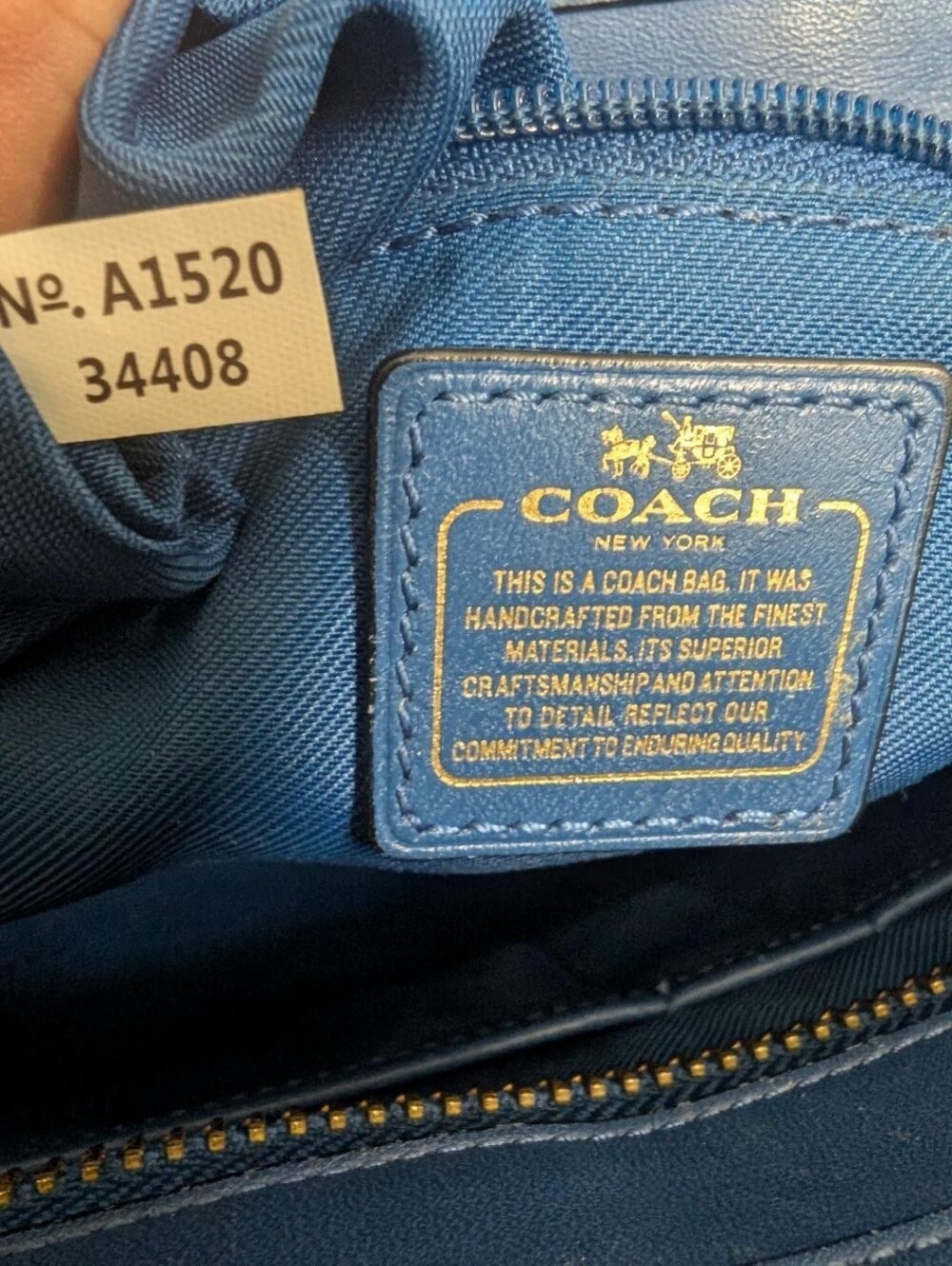 Coach Swagger 27 Carryall Pebbled Leather Blue Handbag Crossbody Strap - Picture 9 of 16